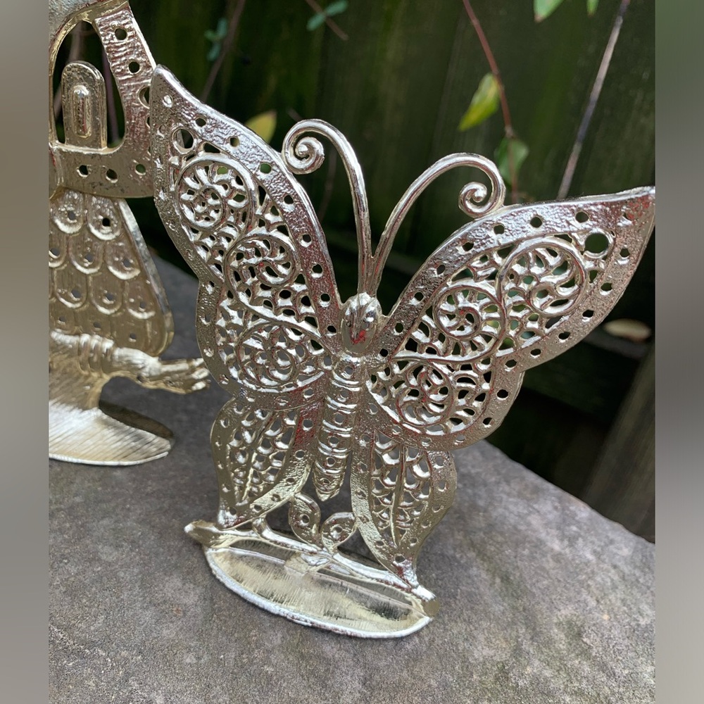 Torino vintage metal Silver Butterfly earring holder guc